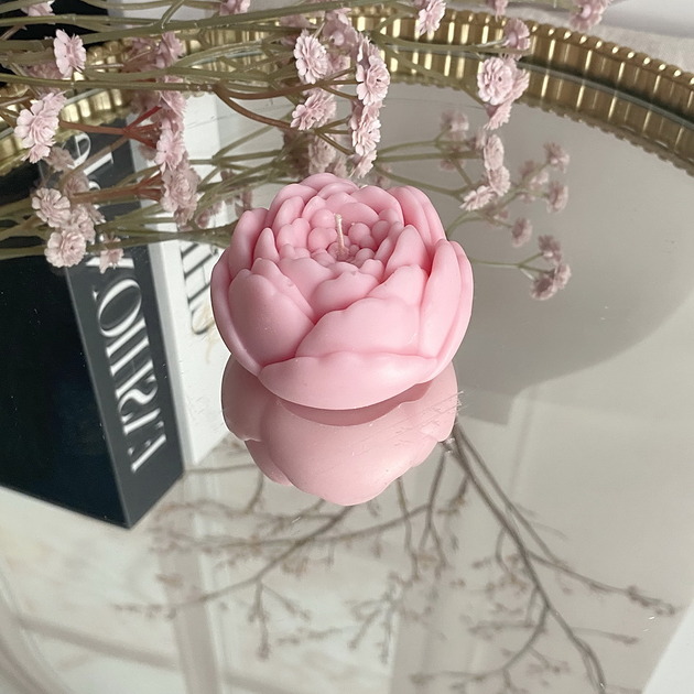 świeczniki i świece Świeca sojowa dekoracyjna "Flower" 57x35mm różowa