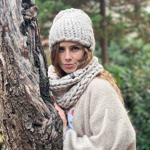szale damskie Zestaw 100% MERINO CZAPKA i komin