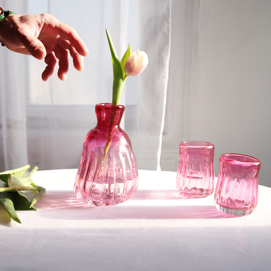 szklanki i kieliszki Komplet  karafka i dwie szklanki "Optyk"