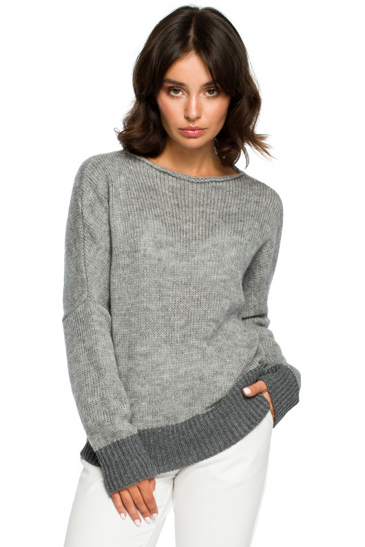 Sweter nietoperz - jasnoszary(BK-015) Be