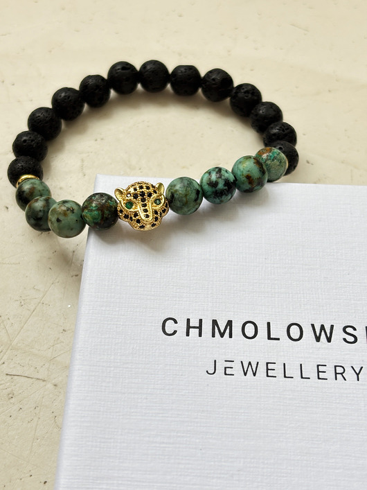 biżuteria męska Bransoletka męska Turkus Afrykański Tygrys