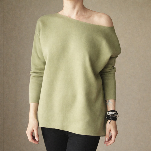 bluza bez kaptura damska Oliwkowa bluza cięta