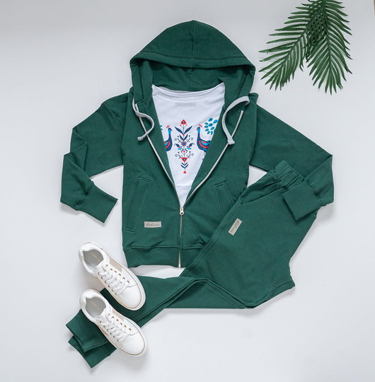 bluza z kapturem damska Augustów FUN - zielona bluza rozpinana odCZAPY