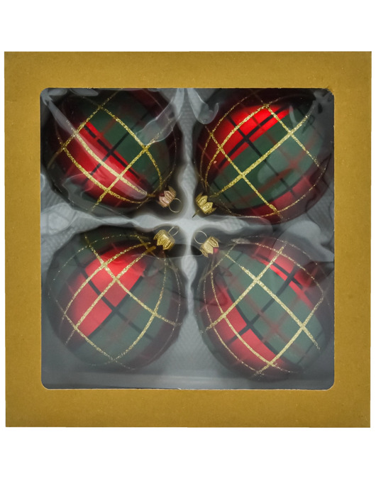 ozdoby choinkowe Bombka choinkowa: Okrągłe Bombki Szkocka Krata: zestaw