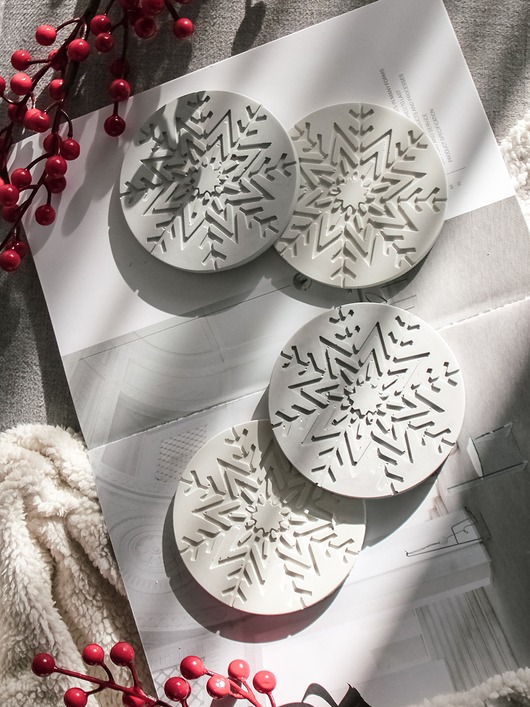 dekoracje świąteczne Świąteczna minimalistyczna podstawka Śnieżynka z betonu - snowflake