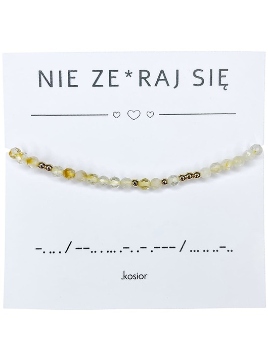 bransoletki na sznurku Bransoletka NIE ZESRAJ SIĘ - Cytryn, Hematyt - Morse