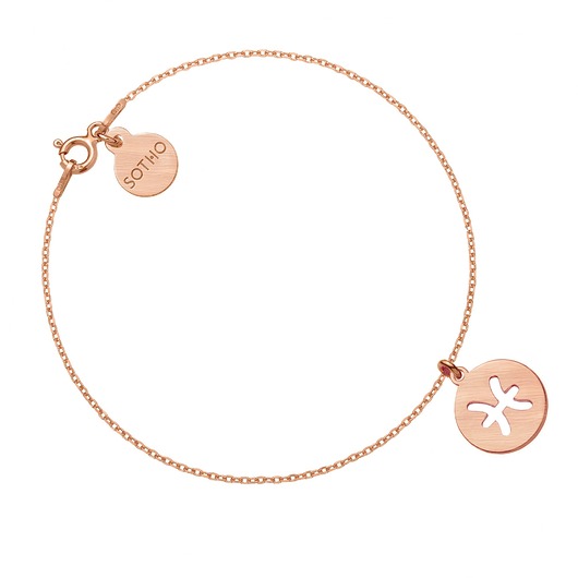 bransoletki srebrne Matowa bransoletka z zodiakiem Ryb z różowego złota