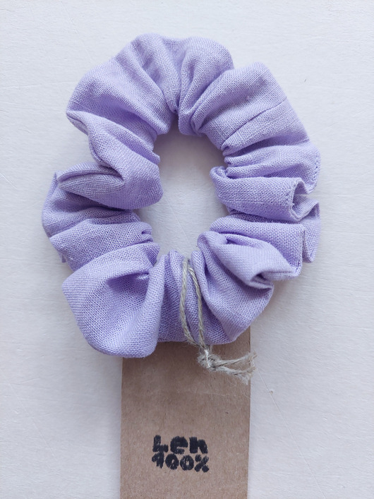 gumki do włosów 100% len, gumka/scrunchie/lila