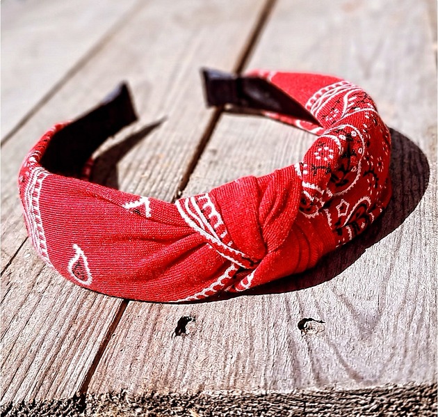 opaski do włosów Opaska z supełkiem czerwona bandana chusta