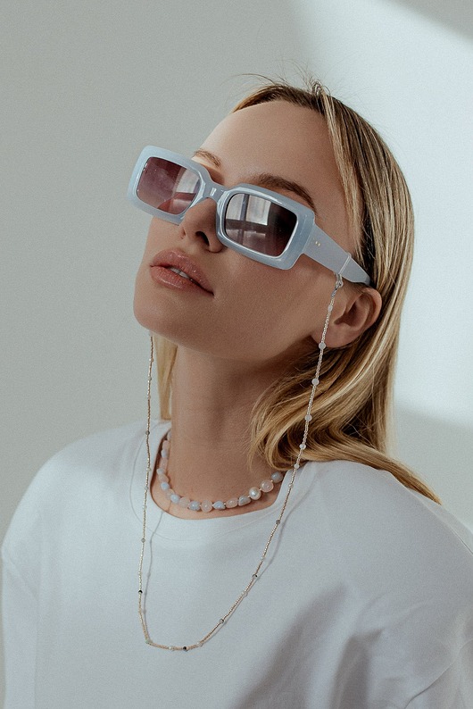 bransoletki z kamieni naturalnych Dwustronny Choker z Chalcedonu i Kwarcu Różowego