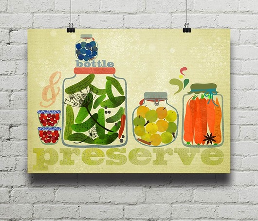 Bottle & Preserve - plakat kuchenny art giclee minimalmill