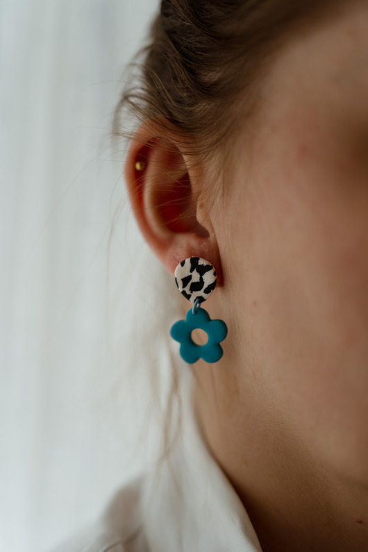 kolczyki z masy plastycznej Kolczyki MINI kwiatki