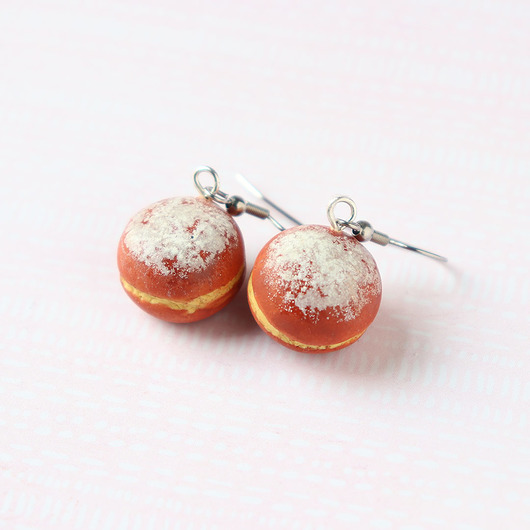 kolczyki z masy plastycznej Kolczyki na karnawał tłusty czwartek pączki