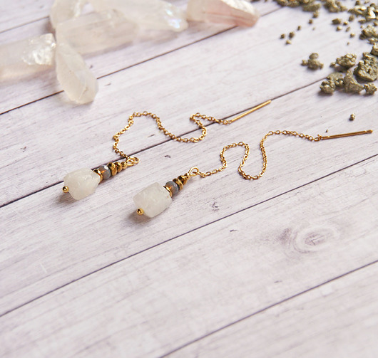 kolczyki z kamieniami Kamień księżycowy - delikatne kolczyki