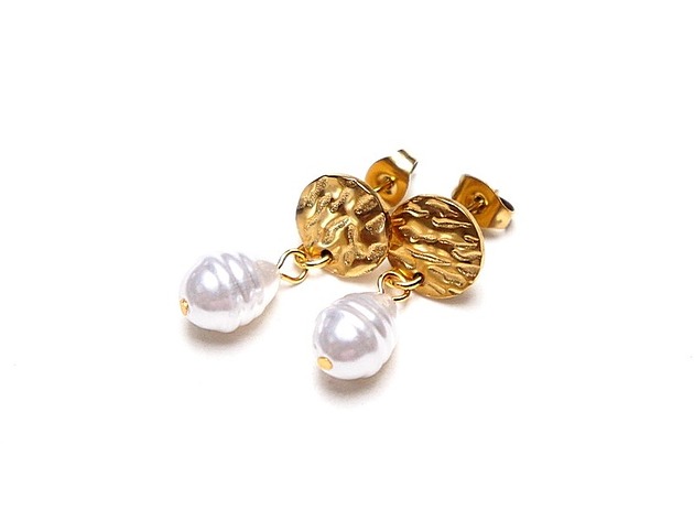 kolczyki pozłacane Kolczyki pozłacane Pearls /white/ perły vol. 16  