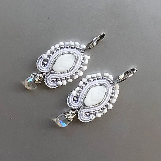 kolczyki soutache Sutaszowe kolczyki WHITE