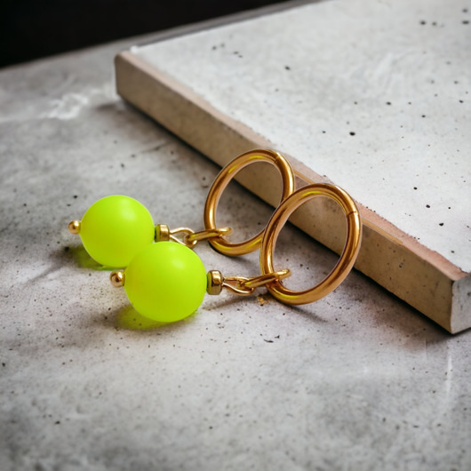 kolczyki swarovski Swarovski neon pearls : neon yellow