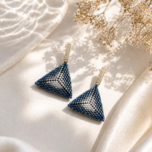 kolczyki szklane Kolczyki z koralików geometryczne z połyskiem