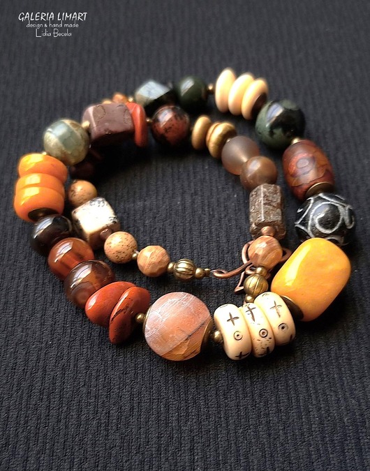 korale Elegancko i unikatowo Naszyjnik ze specjalnego mixu minerałów handmade