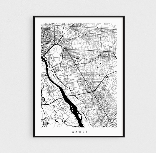 Wawer - plakat z planem dzielnicy PLAKATY GEOMETRYCZNE