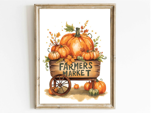 plakaty PLAKAT jesienny dynie farmers market ilustracja