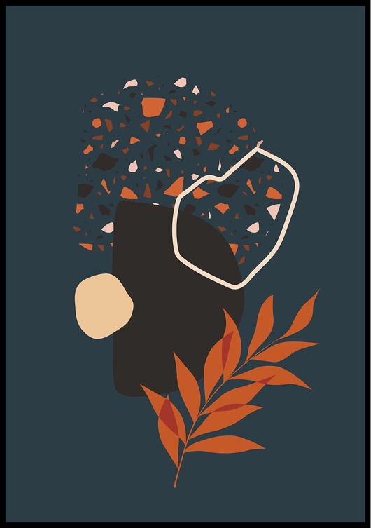 plakaty Plakat "Pomarańczowa gałązka nocą"