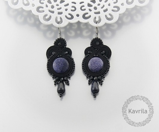 kolczyki soutache blue goldstone kavrila