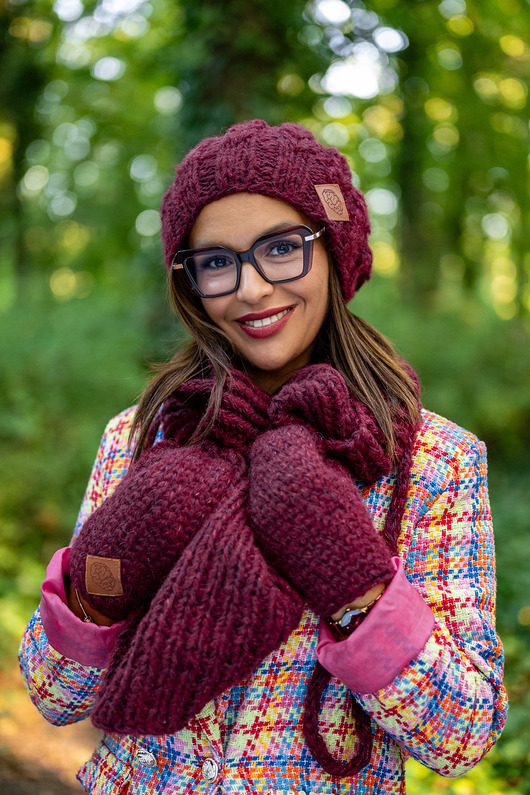 szale damskie Komin MERINO Bordo