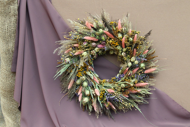 wianki Wianek ,,Różowa patyna" ok 45cm