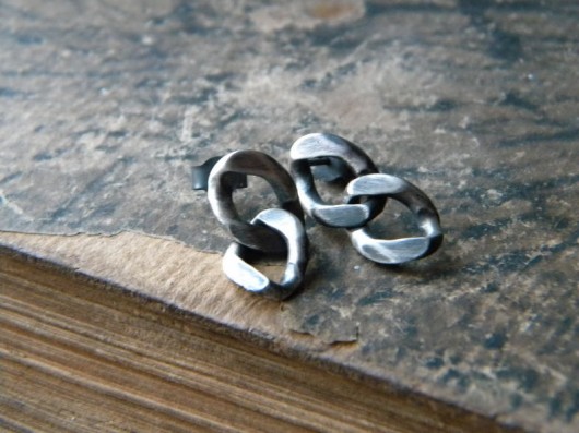 kolczyki wire wrapping dwa ogniwa