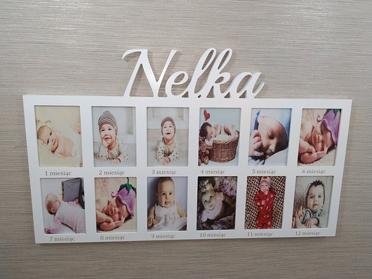 ramki na zdjęcia Multiramka ramka na zdjęcia z napisem Imię 12 zdjęć 9x13 grawer