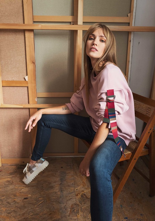 bluza bez kaptura damska CRIMSON bluza light pink