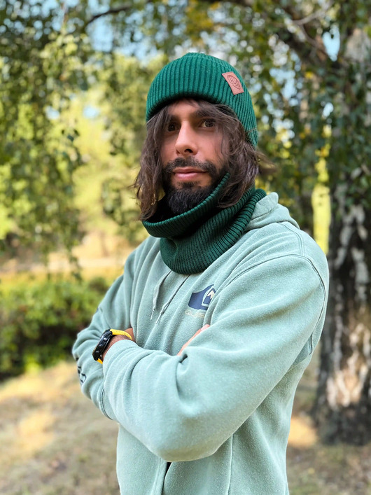 czapki damskie Męska bawełniana czapka beanie logo ekoskórka Zielony
