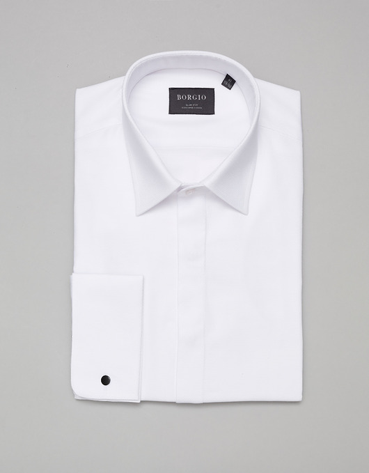 koszule męskie Koszula na spinki fabrizia 00404 biały slim fit