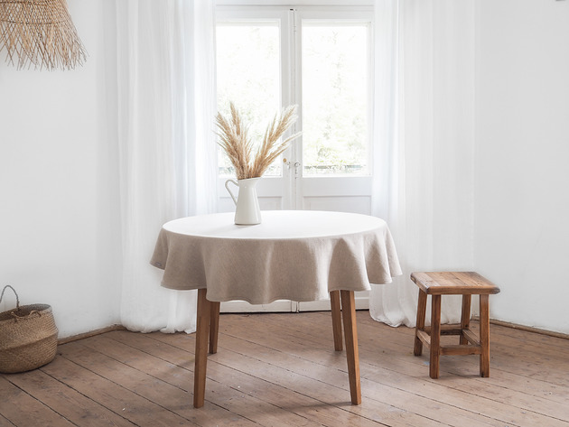 obrusy i serwetki Obrus okrągły heavy linen NATURAL