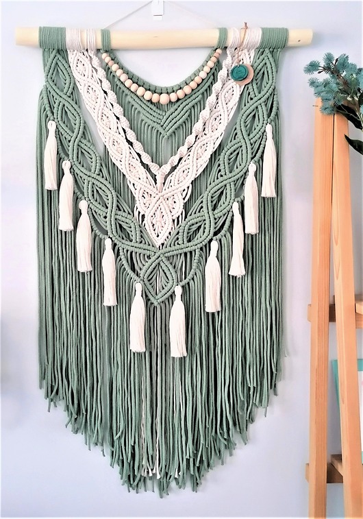 makramy Makrama Baila XL  szałwia i ecru