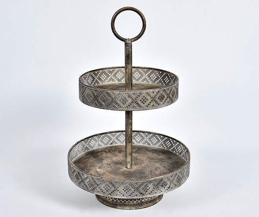 Etażerka, patera Grigio Old, dwa poziomy 48,5cm Home Design