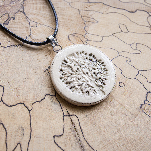 naszyjniki - inne Naszyjnik ceramiczny z motywem drzewa