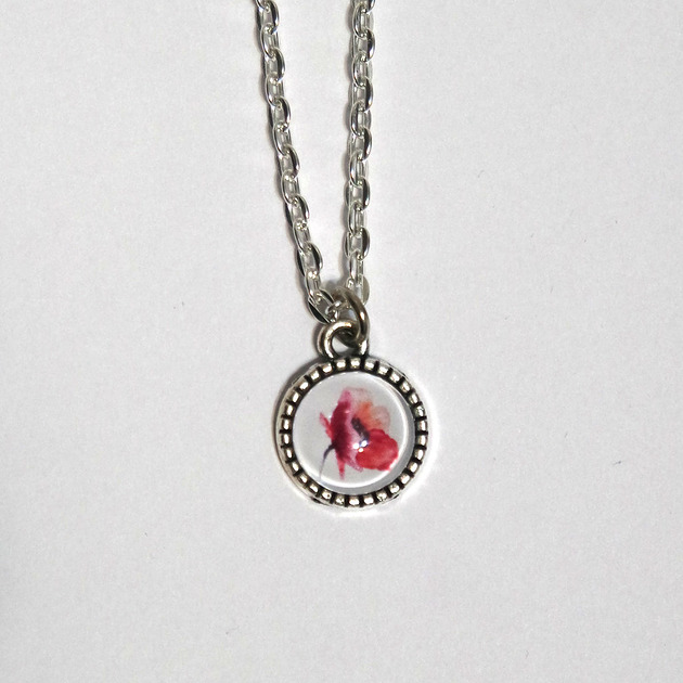 wisiory Medalion, naszyjnik - Czerwony mak - mini