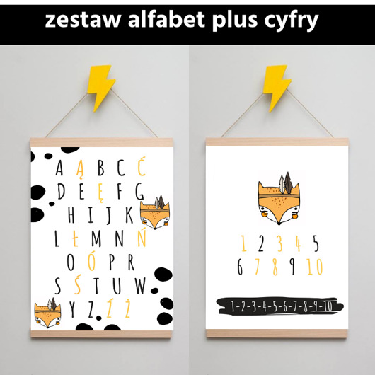 zestaw plakatów polski alfabet plus cyfry leśne Plakatowka