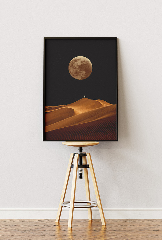 plakaty Plakat Spacer Nocą - Kolaż Fine Art