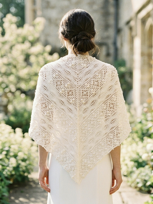 dodatki ślubne Chusta ślubna handmade ręcznie robiona miękka elegancka ecru