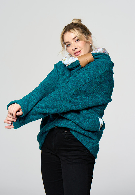swetry damskie  Sweter oversize CANADA  turkus/łąka