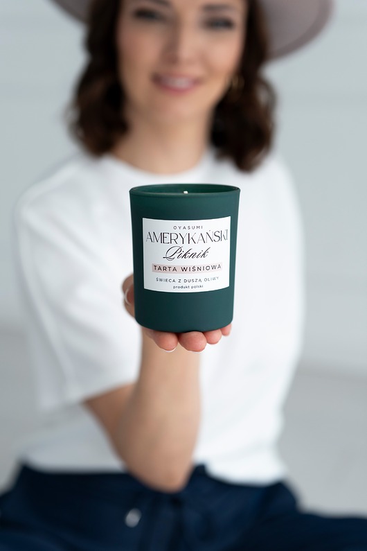 świeczniki i świece Świeca zapachowa z wosku oliwnego Amerykański Piknik
