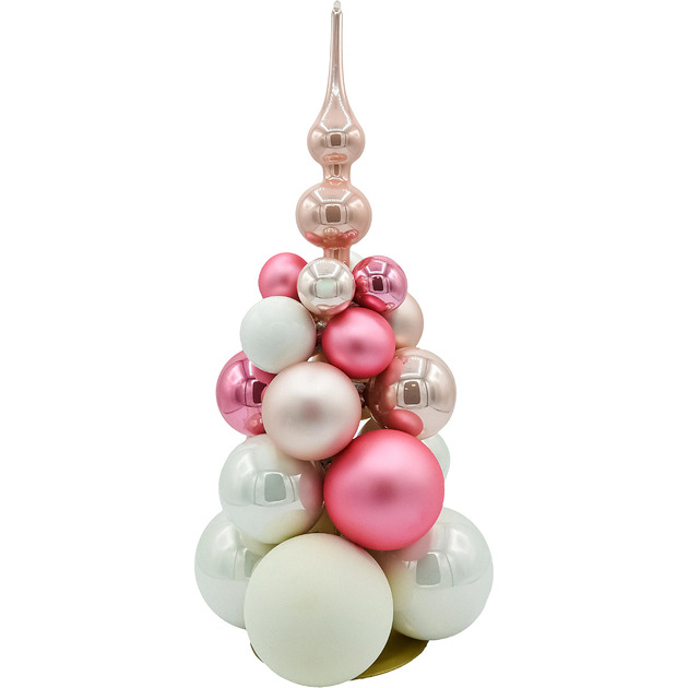 ozdoby choinkowe Szklana choinka z bombek: róż i biel