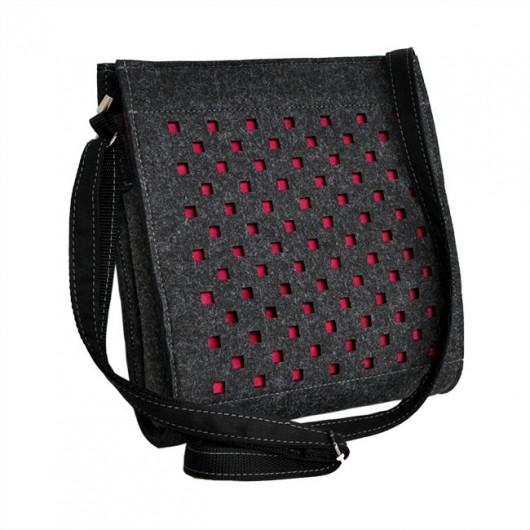 Mini bag listonoszka - różowy ażur - grafitowa Beltrani