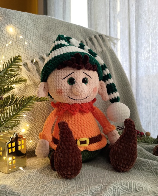 misie i maskotki Duży świąteczny elf  40 CM, Elf pluszowy