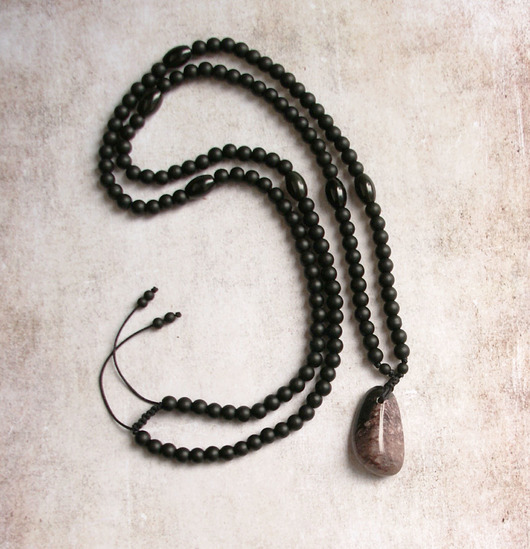 biżuteria męska UNIKAT: czaroit, onyks - naszyjnik MĘSKI