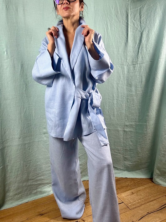 bluzki kimonowe damskie Kimono lniane z  kolekcji Day & Night
