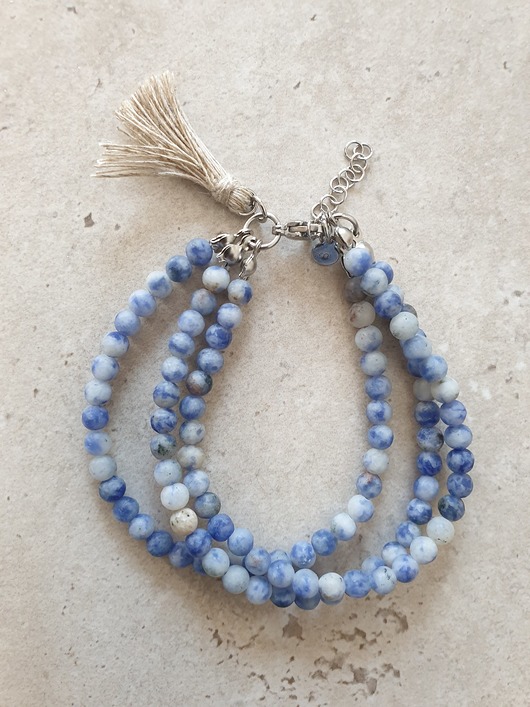 bransoletki z kamieni naturalnych Bransoletka TRIO jaspis niebieski